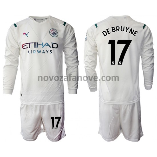 Nogometni Dres Manchester City Kevin De Bruyne 17 Dječji Gostujući 2021-2022 Dugim Rukavima