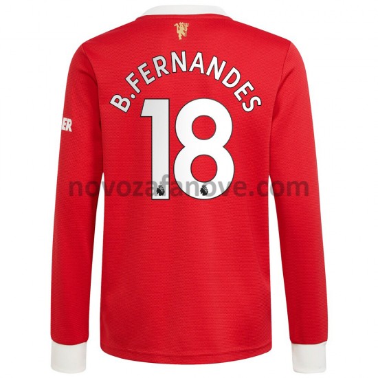 Nogometni Dres Manchester United Bruno Fernandes 18 Domaći 2021-2022 Dugim Rukavima