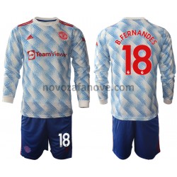 Nogometni Dres Manchester United Bruno Fernandes 18 Dječji Gostujući 2021-2022 Dugim Rukavima