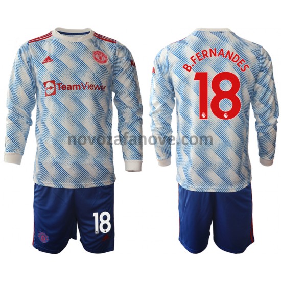 Nogometni Dres Manchester United Bruno Fernandes 18 Dječji Gostujući 2021-2022 Dugim Rukavima