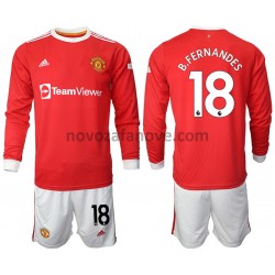 Nogometni Dres Manchester United Bruno Fernandes 18 Dječji Domaći 2021-2022 Dugim Rukavima