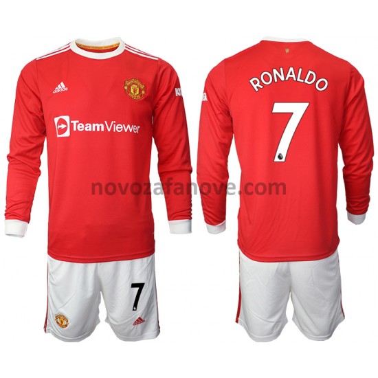 Nogometni Dres Manchester United Cristiano Ronaldo 7 Dječji Domaći 2021-2022 Dugim Rukavima