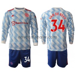 Nogometni Dres Manchester United Donny Van De Beek 34 Dječji Gostujući 2021-2022 Dugim Rukavima
