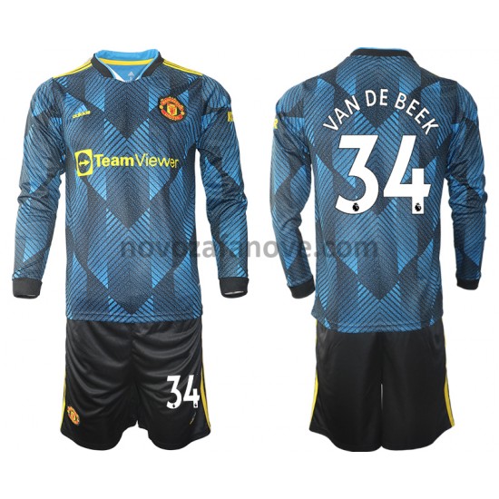 Nogometni Dres Manchester United Donny Van De Beek 34 Dječji Treći 2021-2022 Dugim Rukavima