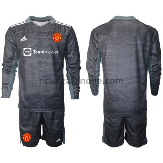Nogometni Dres Manchester United Golmanski Dječji Gostujući 2021-2022 Dugim Rukavima