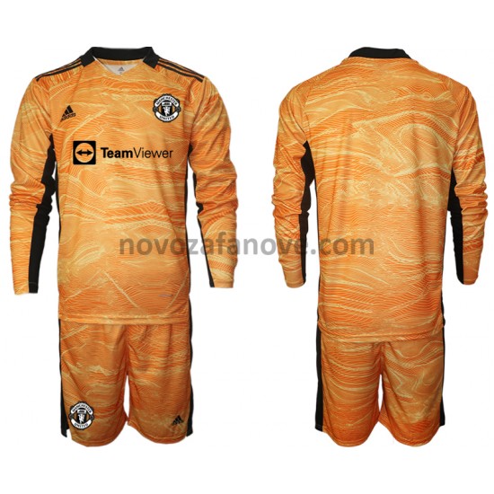 Nogometni Dres Manchester United Golmanski Dječji Domaći 2021-2022 Dugim Rukavima