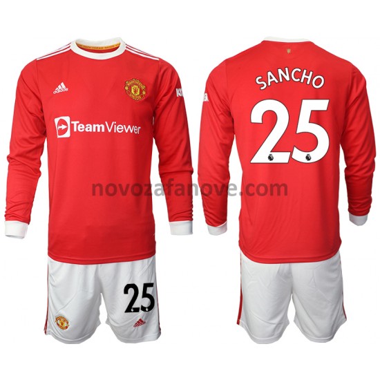 Nogometni Dres Manchester United Jadon Sancho 25 Dječji Domaći 2021-2022 Dugim Rukavima