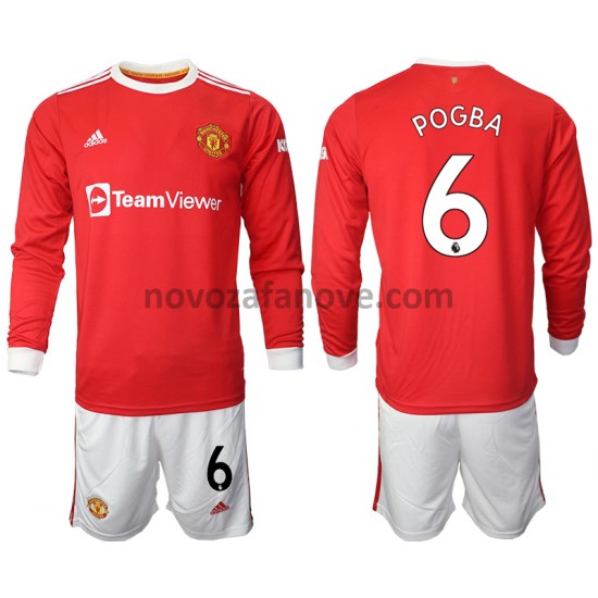 Nogometni Dres Manchester United Paul Pogba 6 Dječji Domaći 2021-2022 Dugim Rukavima