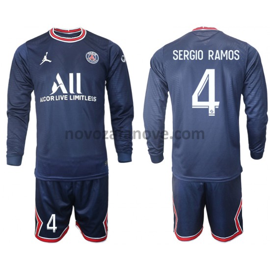 Nogometni Dres Paris Saint-Germain Sergio Ramos 4 Dječji Domaći 2021-2022 Dugim Rukavima