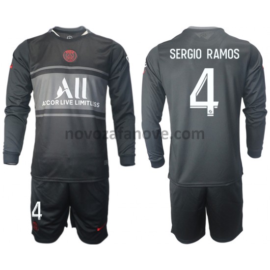 Nogometni Dres Paris Saint-Germain Sergio Ramos 4 Dječji Treći 2021-2022 Dugim Rukavima