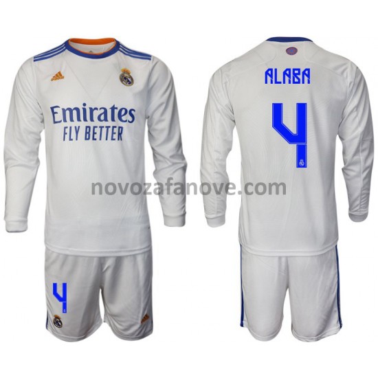 Nogometni Dres Real Madrid Alaba 4 Dječji Domaći 2021-2022 Dugim Rukavima