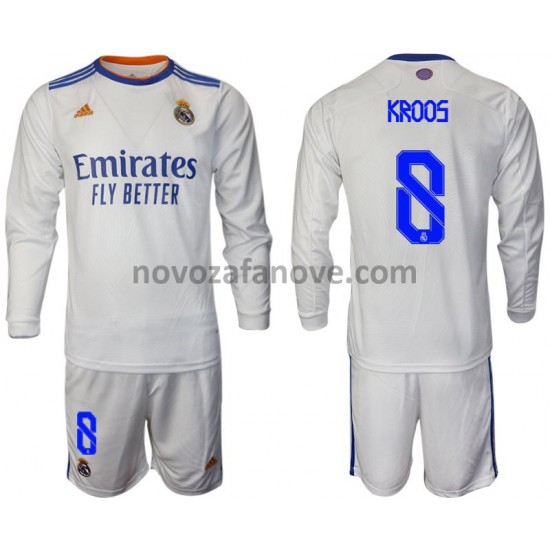 Nogometni Dres Real Madrid Kroos 8 Dječji Domaći 2021-2022 Dugim Rukavima