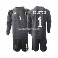 Nogometni Dres Belgija Courtois 1 Golmanski Dječji Gostujući 2022 Dugim Rukavima
