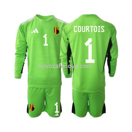 Nogometni Dres Belgija Courtois 1 Golmanski Dječji Domaći 2021-2022 Dugim Rukavima
