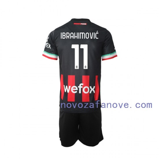 Nogometni Dres AC Milan Ibrahimović 11 Dječji Domaći 2022-2023 Kratkih Rukava