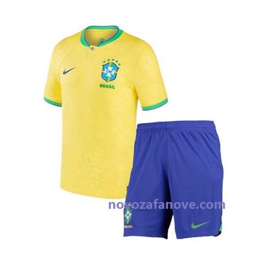 Nogometni Dres Brazil Dječji Domaći Svjetsko prvenstvo 2022 Kratkih Rukava
