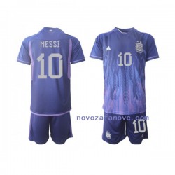 Nogometni Dres Argentina Lionel Messi 10 Dječji Gostujući Svjetsko prvenstvo 2022 Kratkih Rukava
