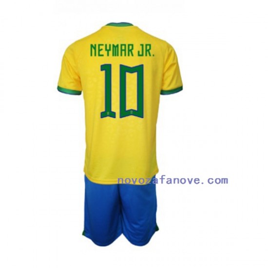 Nogometni Dres Brazil Neymar JR 10 Dječji Domaći Svjetsko prvenstvo 2022 Kratkih Rukava