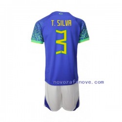 Nogometni Dres Brazil Thiago Silva 3 Dječji Gostujući Svjetsko prvenstvo 2022 Kratkih Rukava