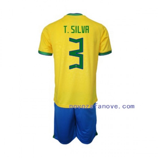 Nogometni Dres Brazil Thiago Silva 3 Dječji Domaći Svjetsko prvenstvo 2022 Kratkih Rukava