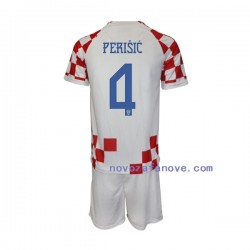 Nogometni Dres Hrvatska Perisic 4 Dječji Domaći Svjetsko prvenstvo 2022 Kratkih Rukava