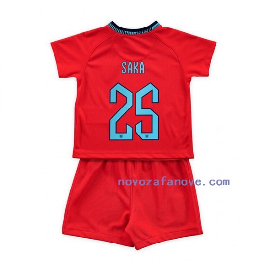 Nogometni Dres Engleska Saka 25 Dječji Gostujući Svjetsko prvenstvo 2022 Kratkih Rukava