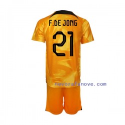 Nogometni Dres Nizozemska Frenkie de Jong 21 Dječji Domaći Svjetsko prvenstvo 2022 Kratkih Rukava