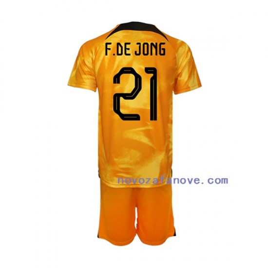 Nogometni Dres Nizozemska Frenkie de Jong 21 Dječji Domaći Svjetsko prvenstvo 2022 Kratkih Rukava