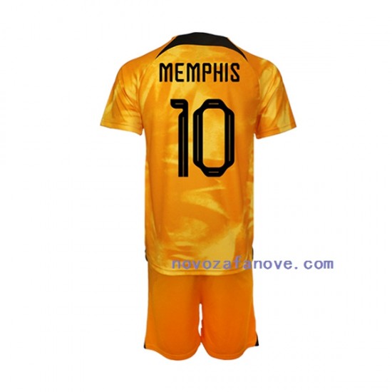Nogometni Dres Nizozemska Memphis Depay 10 Dječji Domaći Svjetsko prvenstvo 2022 Kratkih Rukava