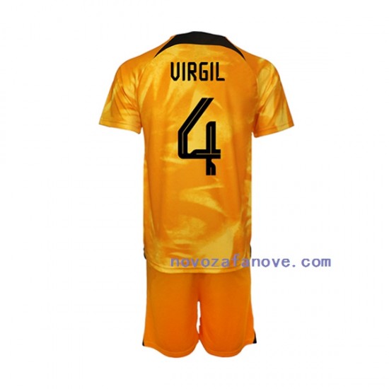 Nogometni Dres Nizozemska Virgil van Dijk 4 Dječji Domaći Svjetsko prvenstvo 2022 Kratkih Rukava