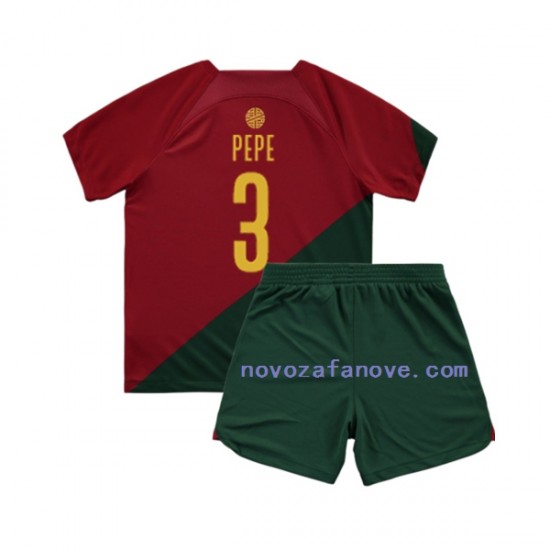 Nogometni Dres Portugal PEPE 3 Dječji Domaći Svjetsko prvenstvo 2022 Kratkih Rukava