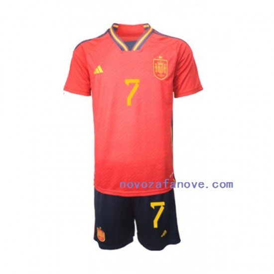 Nogometni Dres Španjolska Alvaro Morata 7 Dječji Domaći Svjetsko prvenstvo 2022 Kratkih Rukava