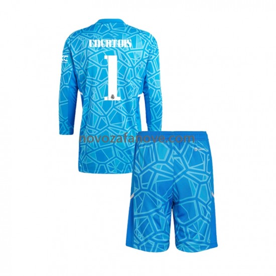 Nogometni Dres Real Madrid Courtois 1 Golmanski Dječji Domaći 2022-2023 Dugim Rukavima