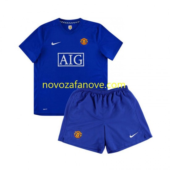 Nogometni Dres Manchester United Retro Dječji Gostujući 2008 Kratkih Rukava