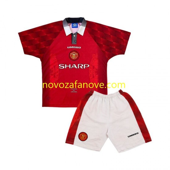 Nogometni Dres Manchester United 1996 Retro Dječji Domaći Kratkih Rukava