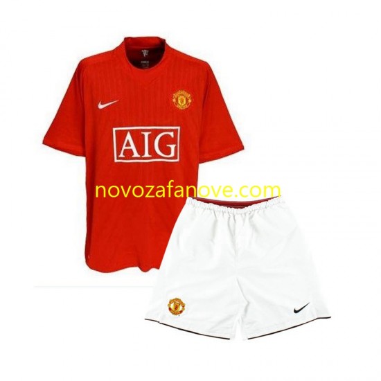 Nogometni Dres Manchester United 2007 Retro Dječji Domaći Kratkih Rukava