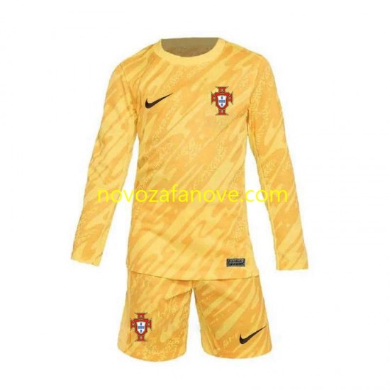 Nogometni Dres Portugal Golmanski Dječji Domaći Euro 2024 Dugim Rukavima
